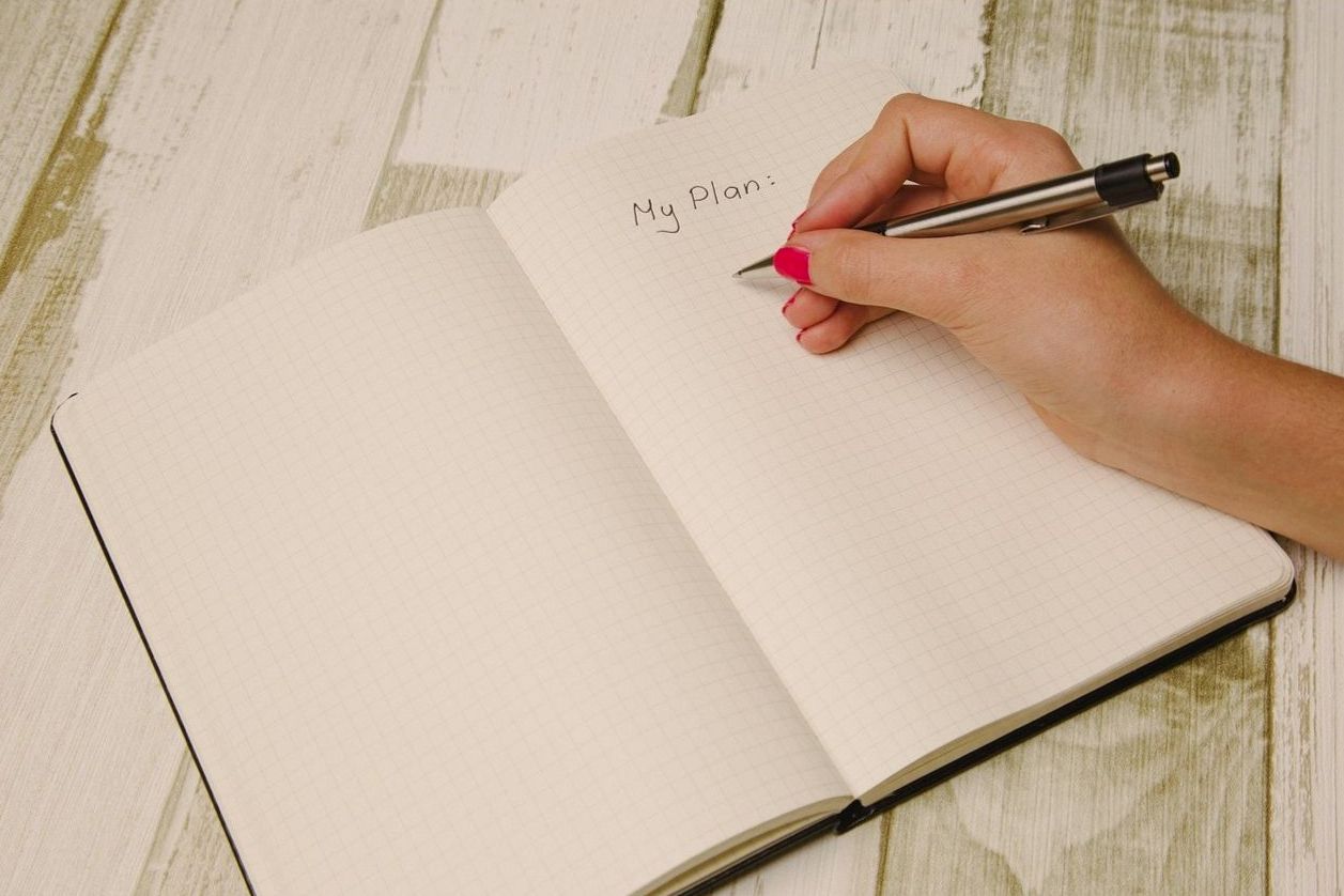 Open notebook showing lay-flat binding